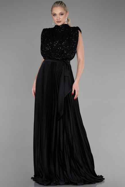 Schwarz Abendkleid Lang ABU3326