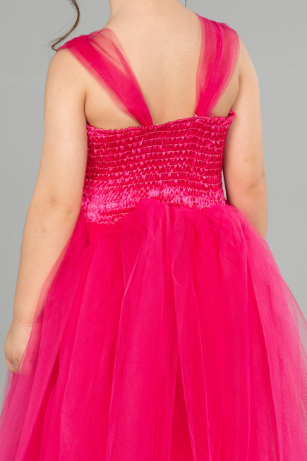 Fuchsie Abendkleid Für Kinder Lang ABU3031
