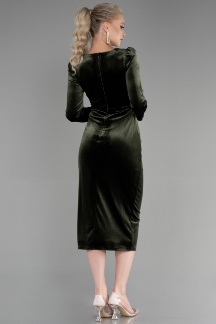 Partykleid Midi Samt Khaki ABK1896