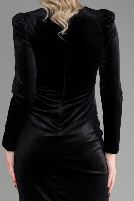 Partykleid Midi Samt Schwarz ABK1896