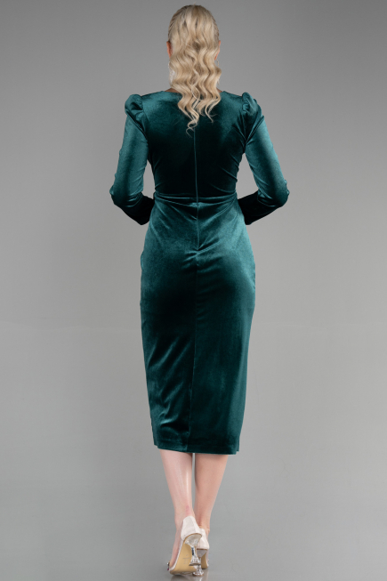 Partykleid Midi Samt Smaragdgrün ABK1896