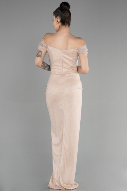 Abschlusskleid Lang Beige ABU3473