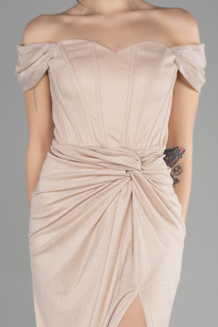 Abschlusskleid Lang Beige ABU3473