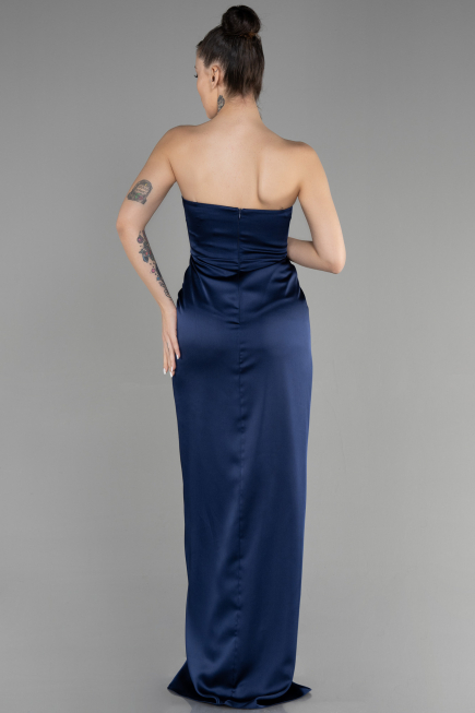 Abschlusskleid Lang Satin Marineblau ABU3474