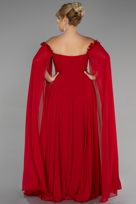 Kleider in Großen Größen Lang Chiffon Rot ABU3464