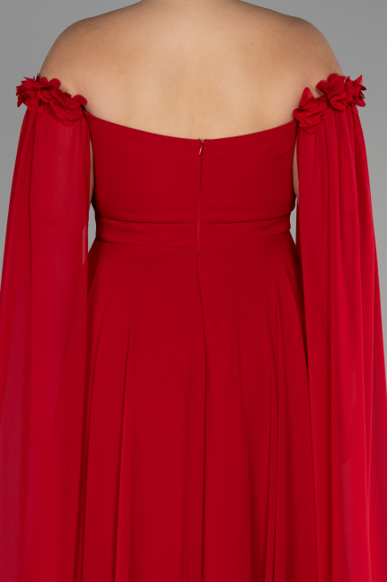 Kleider in Großen Größen Lang Chiffon Rot ABU3464