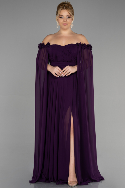 Kleider in Großen Größen Lang Chiffon Violette ABU3464
