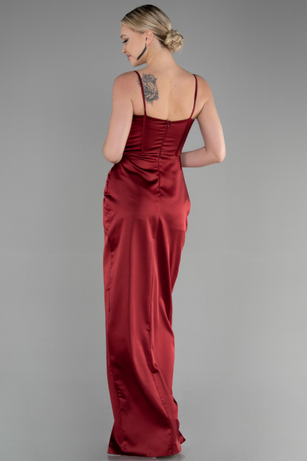 Abendkleid Lang Satin Weinrot ABU3390