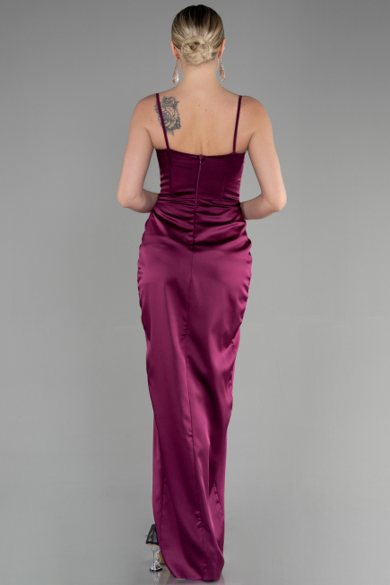 Abendkleid Lang Satin Pflaume ABU3390