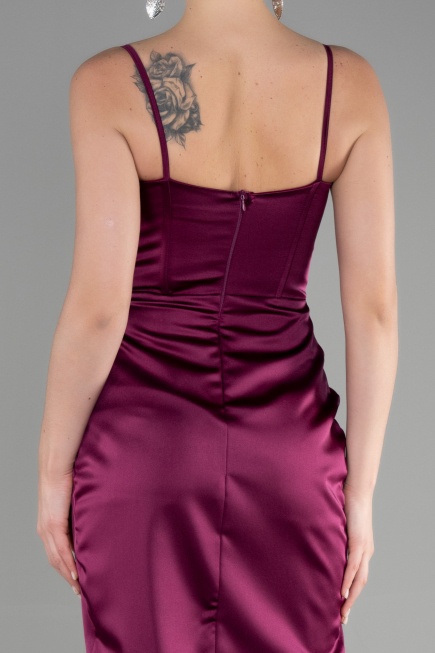 Abendkleid Lang Satin Pflaume ABU3390