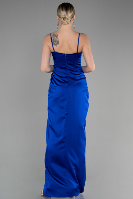 Abendkleid Lang Satin Sächsischblau ABU3390