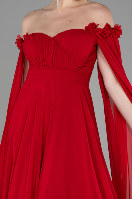 Standesamtkleid Lang Chiffon Rot ABU3462