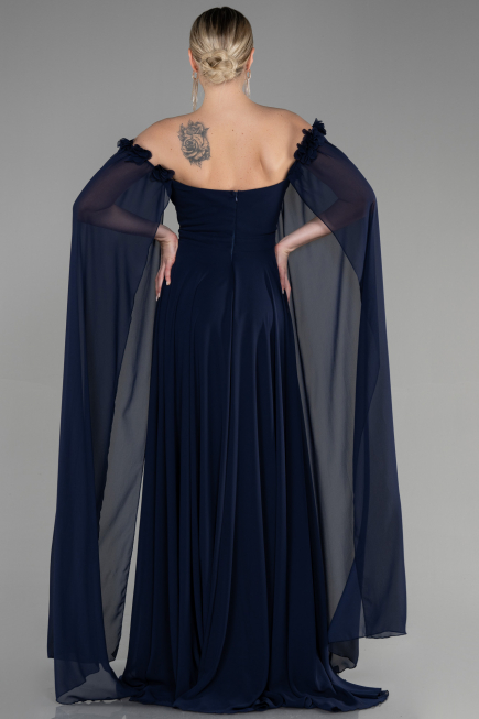 Standesamtkleid Lang Chiffon Marineblau ABU3462