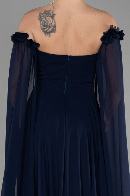 Standesamtkleid Lang Chiffon Marineblau ABU3462