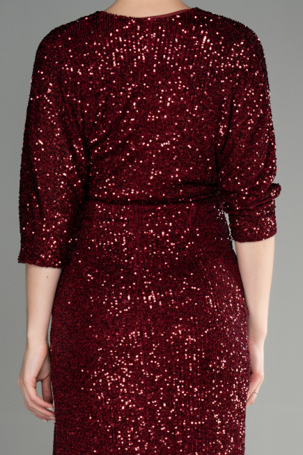 Partykleid Kurz Schuppig Weinrot ABK1912