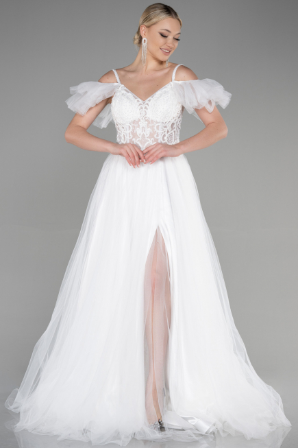 Abendkleid Lang Weiß ABU3500