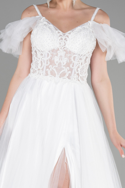 Abendkleid Lang Weiß ABU3500