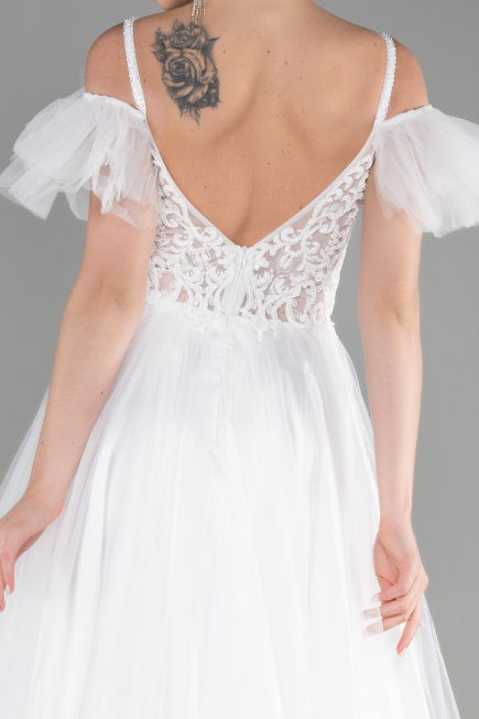 Abendkleid Lang Weiß ABU3500
