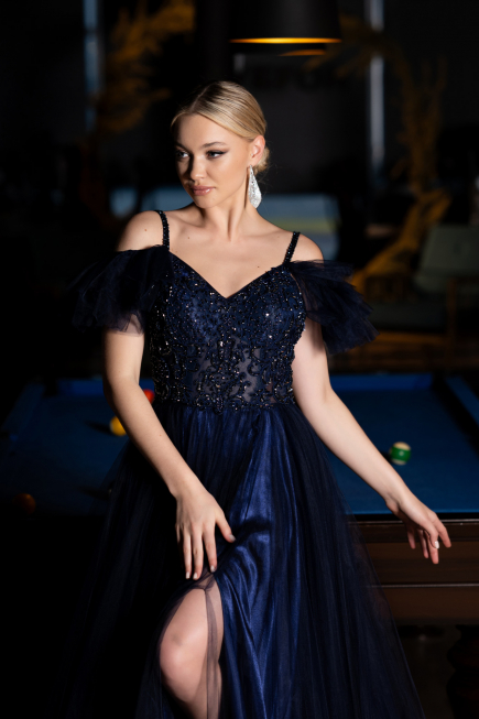 Abendkleid Lang Marineblau ABU3500
