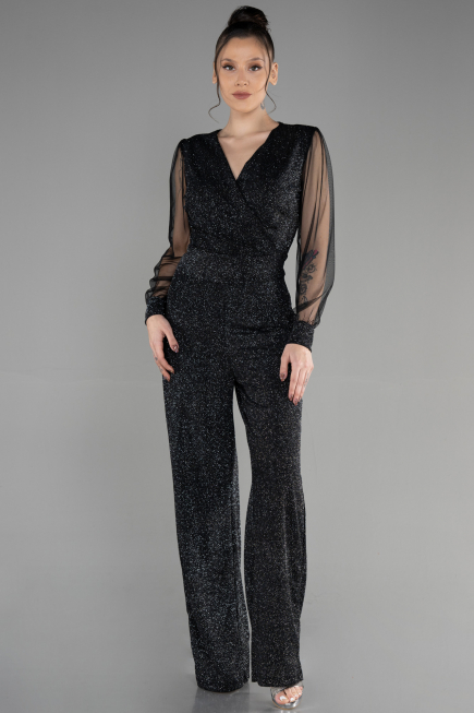 Schwarz-Silber Abendkleid ABT012