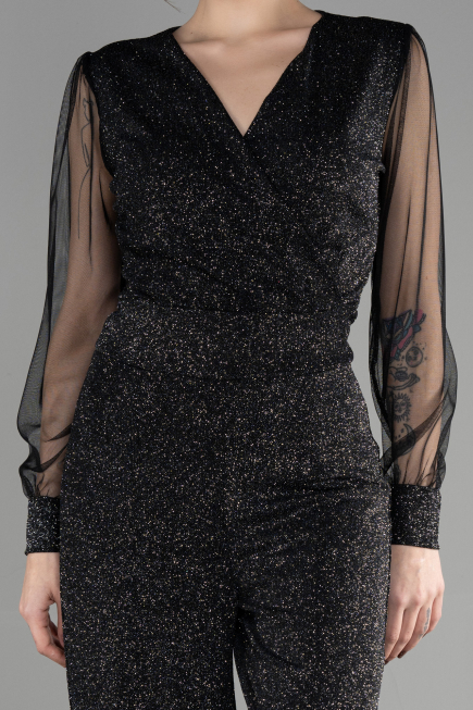 Schwarz-Silber Abendkleid ABT012