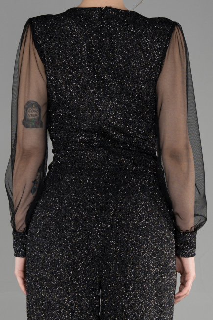 Schwarz-Silber Abendkleid ABT012