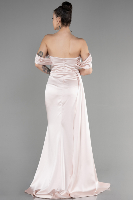 Abschlusskleid Lang Satin Beige ABU3514