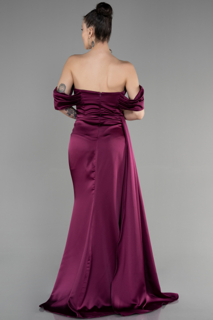 Abschlusskleid Lang Satin Kirschrot ABU3514