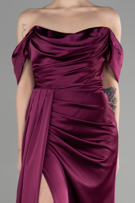 Abschlusskleid Lang Satin Kirschrot ABU3514