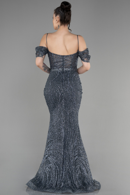 Abendkleid im Meerjungfrau-Stil Lang Anthrazit ABU3527