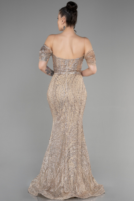 Abendkleid im Meerjungfrau-Stil Lang Gold ABU3527