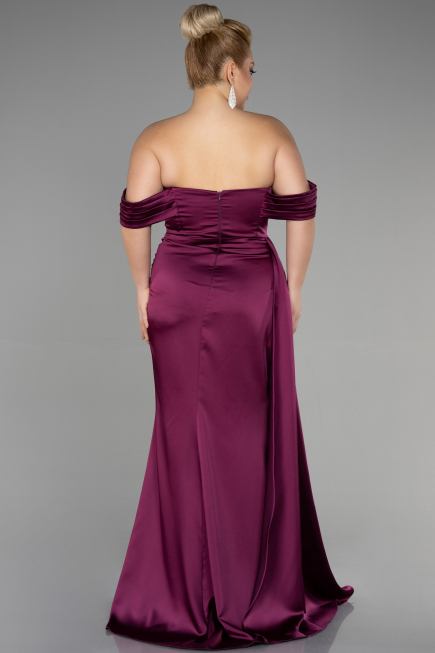 Kleider in Großen Größen Lang Satin Kirschrot ABU3515