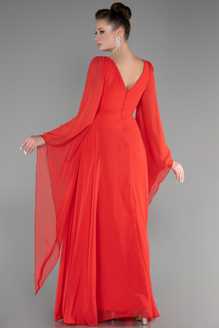 Abendkleid Lang Chiffon Koralle ABU3541