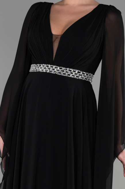 Abendkleid Lang Chiffon Schwarz ABU3541