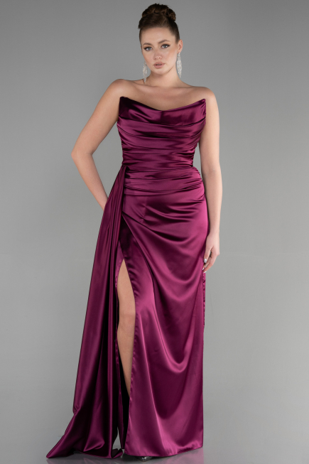 Abschlusskleid Lang Pflaume ABU3532