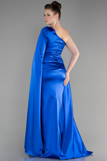 Abendkleid Lang Satin Sächsischblau ABU3545