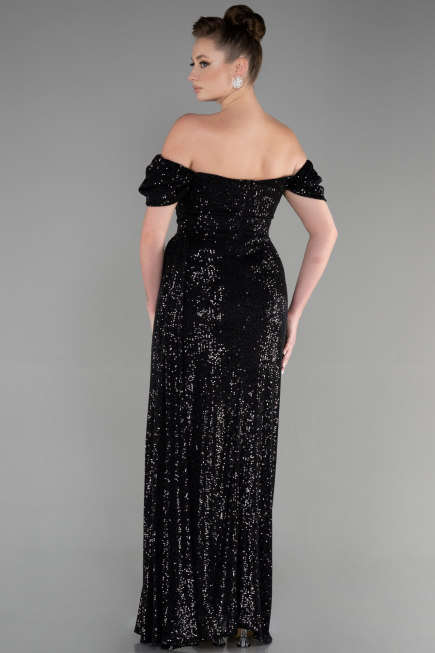 Abendkleid Lang Schuppig Schwarz ABU2987