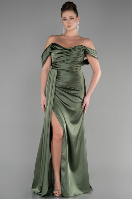 Abschlusskleid Lang Satin Khaki ABU3514