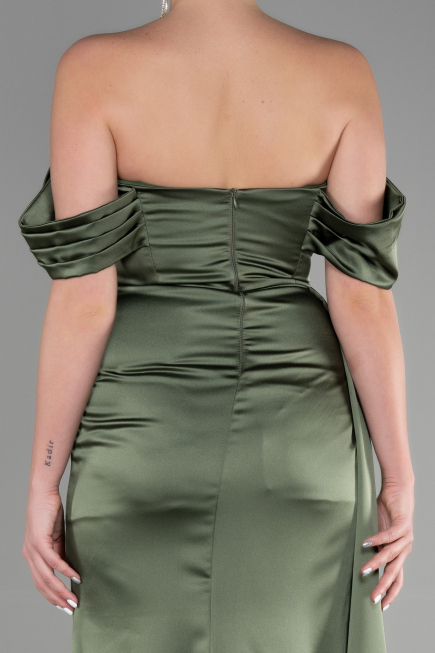 Abschlusskleid Lang Satin Khaki ABU3514