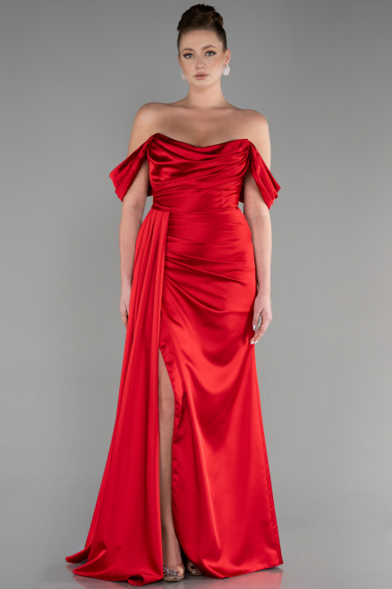 Abschlusskleid Lang Satin Rot ABU3514