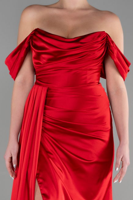 Abschlusskleid Lang Satin Rot ABU3514
