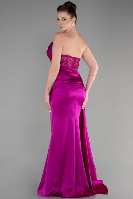 Violett Abendkleid Satin Lang ABU3536