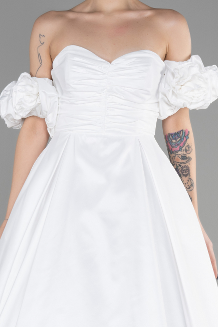 Abendkleid Lang Weiß ABU3547