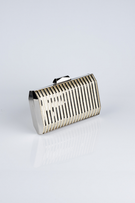 Kästchen-Tasche Metall Gold V645