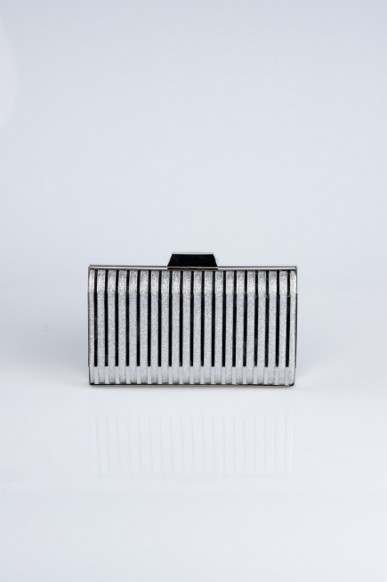 Kästchen-Tasche Metall Silber V645