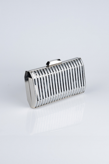 Kästchen-Tasche Metall Silber V645