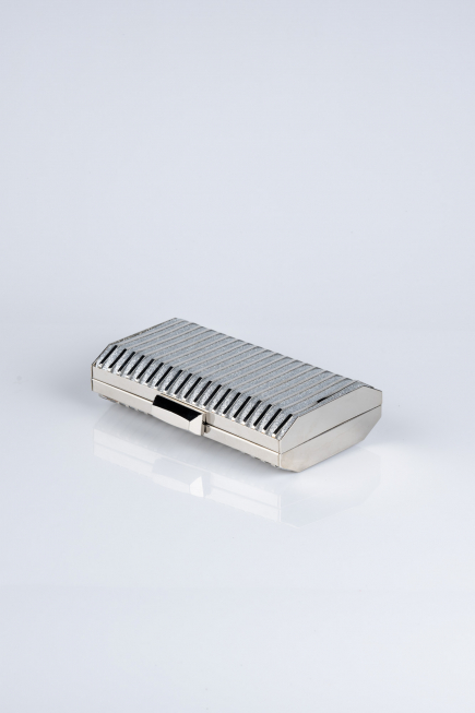 Kästchen-Tasche Metall Silber V645