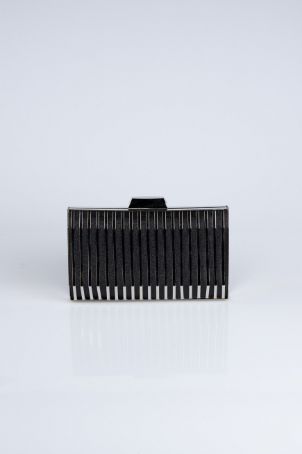 Kästchen-Tasche Metall Schwarz V645