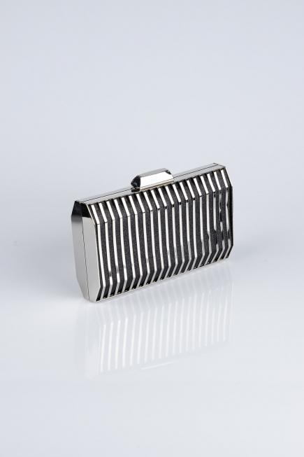 Kästchen-Tasche Metall Schwarz V645