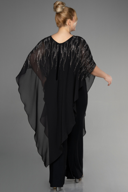 Abendgarderobe in Großen Größen Chiffon Schwarz ABT111